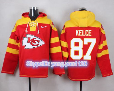 Nike Chiefs #87 Travis Kelce Red Player Pullover NFL Hoodie