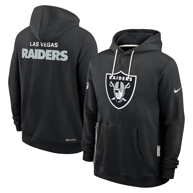 Men's Las Vegas Raiders Black Sideline Standard Issue Initial Home Dri-FIT Pullover Hoodie Men's Las Vegas Raiders Black Sideline Standard Issue Initial Home Dri-FIT Pullover Hoodie