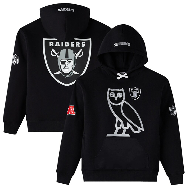 Men's Las Vegas Raiders Black OVO Scarlet Icon Team Pullover Hoodie Men's Las Vegas Raiders Black OVO Scarlet Icon Team Pullover Hoodie