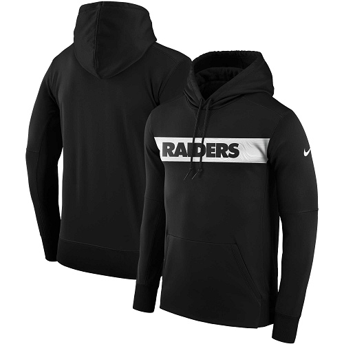 Men's Oakland Raiders Nike Black Sideline Team Performance Pullover Hoodie Men's Oakland Raiders Nike Black Sideline Team Performance Pullover Hoodie