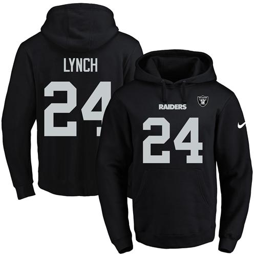 Nike Raiders #24 Marshawn Lynch Black Name & Number Pullover NFL Hoodie Nike Raiders #24 Marshawn Lynch Black Name & Number Pullover NFL Hoodie