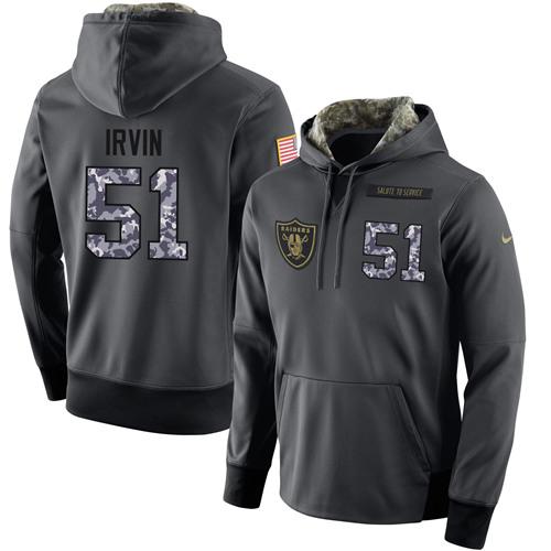 NFL Men's Nike Oakland Raiders #51 Bruce Irvin Stitched Black Anthracite Salute to Service Player Performance Hoodie NFL Men's Nike Oakland Raiders #51 Bruce Irvin Stitched Black Anthracite Salute to Service Player Performance Hoodie