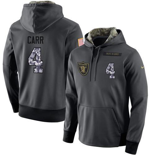 NFL Men's Nike Oakland Raiders #4 Derek Carr Stitched Black Anthracite Salute to Service Player Performance Hoodie NFL Men's Nike Oakland Raiders #4 Derek Carr Stitched Black Anthracite Salute to Service Player Performance Hoodie