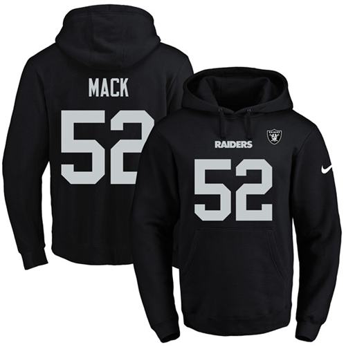 Nike Raiders #52 Khalil Mack Black Name & Number Pullover NFL Hoodie Nike Raiders #52 Khalil Mack Black Name & Number Pullover NFL Hoodie