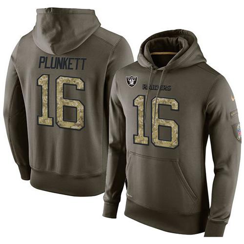 NFL Men's Nike Oakland Raiders #16 Jim Plunkett Stitched Green Olive Salute To Service KO Performance Hoodie NFL Men's Nike Oakland Raiders #16 Jim Plunkett Stitched Green Olive Salute To Service KO Performance Hoodie