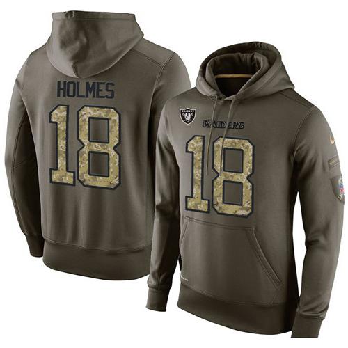 NFL Men's Nike Oakland Raiders #18 Andre Holmes Stitched Green Olive Salute To Service KO Performance Hoodie NFL Men's Nike Oakland Raiders #18 Andre Holmes Stitched Green Olive Salute To Service KO Performance Hoodie