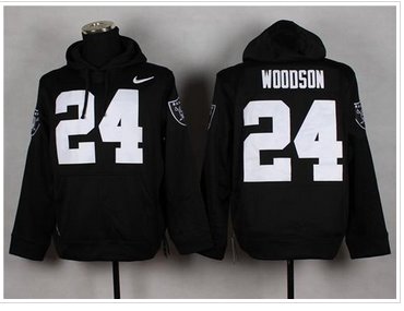 Oakland Raiders #24 Charles Woodson Black Pullover NFL Hoodie Oakland Raiders #24 Charles Woodson Black Pullover NFL Hoodie