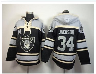 Oakland Raiders #34 Bo Jackson Black Sawyer Hooded Sweatshirt NFL Hoodie