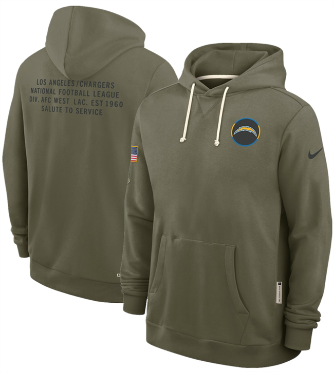 Men's Los Angeles Chargers Olive 2025 Salute to Service Pullover Hoodie Men's Los Angeles Chargers Olive 2025 Salute to Service Pullover Hoodie
