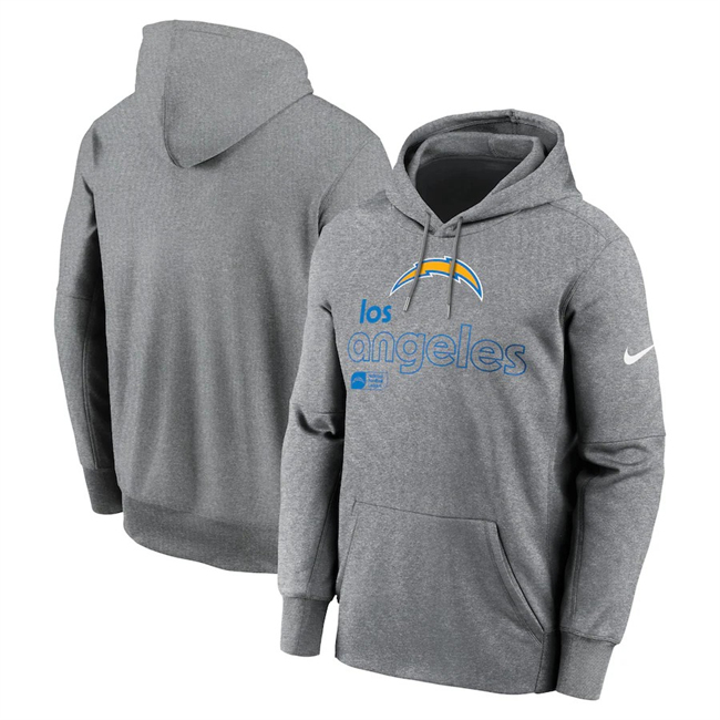 Men's Los Angeles Chargers Grey Performance Pullover Hoodie Men's Los Angeles Chargers Grey Performance Pullover Hoodie
