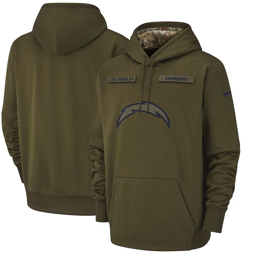 Men's Los Angeles Chargers Nike Olive Salute to Service Sideline Therma Performance Pullover Hoodie Men's Los Angeles Chargers Nike Olive Salute to Service Sideline Therma Performance Pullover Hoodie