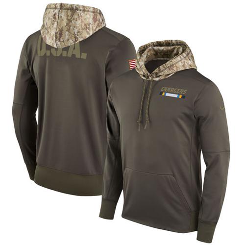 Men's Los Angeles Chargers Nike Olive Salute to Service Sideline Therma Pullover Hoodie Men's Los Angeles Chargers Nike Olive Salute to Service Sideline Therma Pullover Hoodie