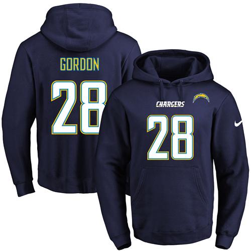 Nike Chargers #28 Melvin Gordon Navy Blue Name & Number Pullover NFL Hoodie Nike Chargers #28 Melvin Gordon Navy Blue Name & Number Pullover NFL Hoodie