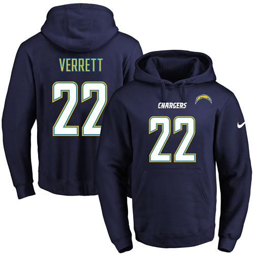 Nike Chargers #22 Jason Verrett Navy Blue Name & Number Pullover NFL Hoodie Nike Chargers #22 Jason Verrett Navy Blue Name & Number Pullover NFL Hoodie