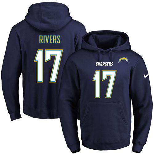 Nike Chargers #17 Philip Rivers Navy Blue Name & Number Pullover NFL Hoodie Nike Chargers #17 Philip Rivers Navy Blue Name & Number Pullover NFL Hoodie