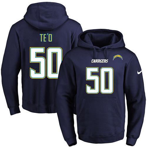 Nike Chargers #50 Manti Te'o Navy Blue Name & Number Pullover NFL Hoodie Nike Chargers #50 Manti Te'o Navy Blue Name & Number Pullover NFL Hoodie