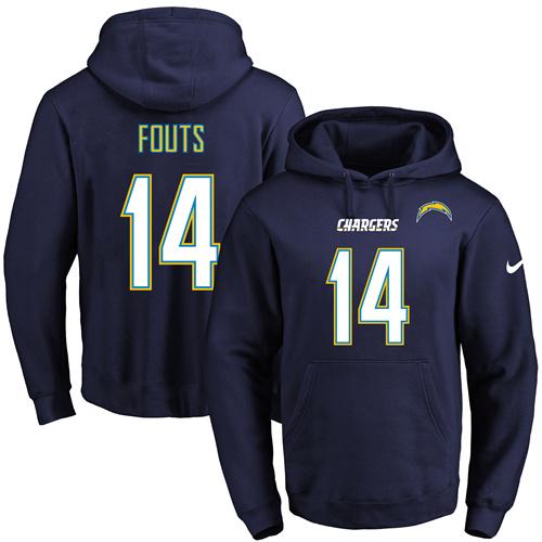Nike Chargers #14 Dan Fouts Navy Blue Name & Number Pullover NFL Hoodie Nike Chargers #14 Dan Fouts Navy Blue Name & Number Pullover NFL Hoodie