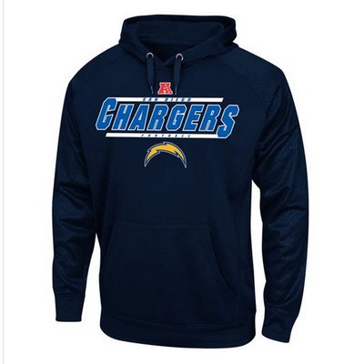 San Diego Chargers Majestic Synthetic Hoodie Sweatshirt Navy Blue