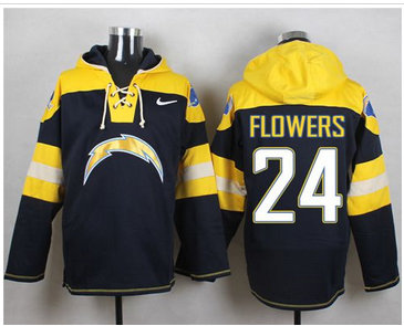 Nike San Diego Chargers #24 Brandon Flowers Navy Blue Player Pullover NFL Hoodie