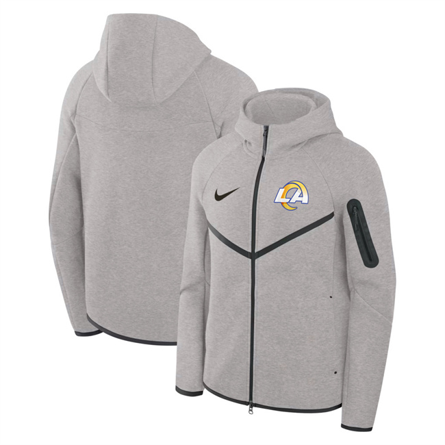 Men's Los Angeles Rams Gray Tech Fleece Full-Zip Windrunner Hoodie Men's Los Angeles Rams Gray Tech Fleece Full-Zip Windrunner Hoodie