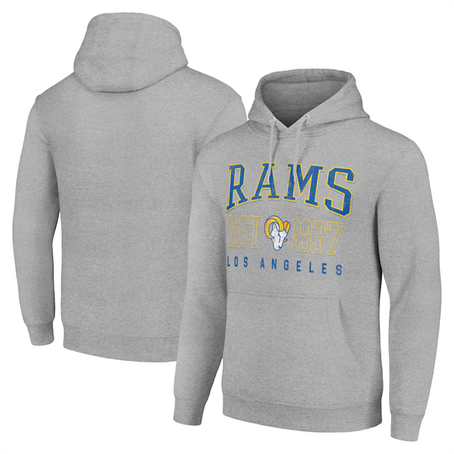 Men's Los Angeles Rams Grey Throwback Logo Pullover Hoodie Men's Los Angeles Rams Grey Throwback Logo Pullover Hoodie