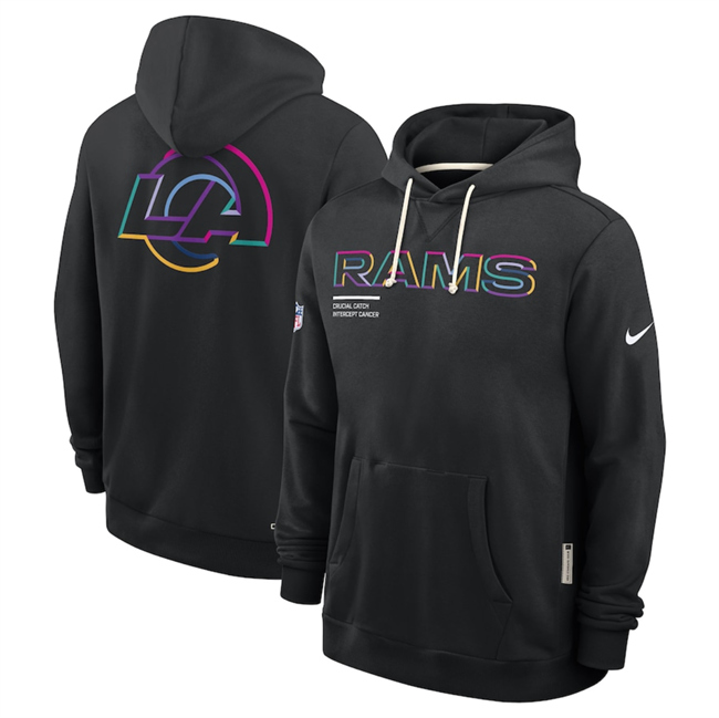 Men's Los Angeles Rams Black 2025 Crucial Catch Club Pullover Hoodie Men's Los Angeles Rams Black 2025 Crucial Catch Club Pullover Hoodie