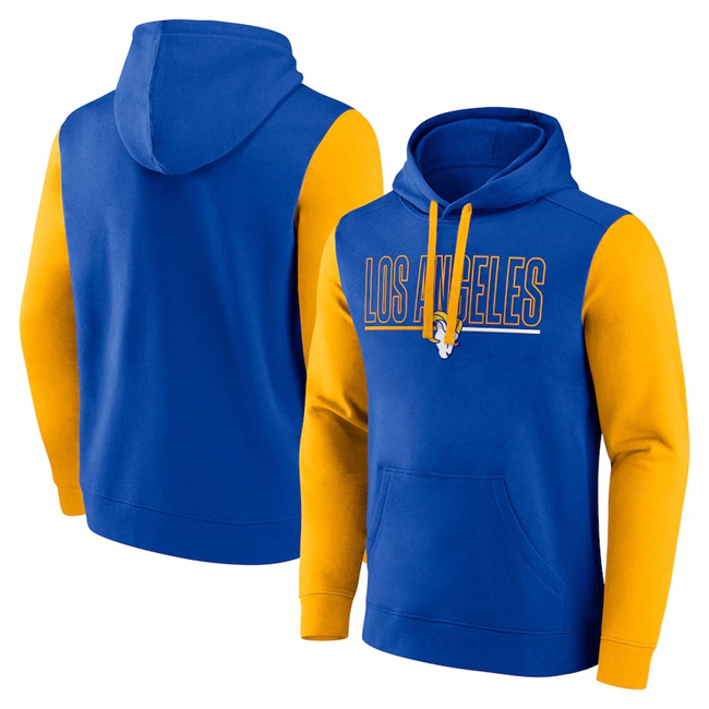 Men's Los Angeles Rams Royal Gold Outline Pullover Hoodie Men's Los Angeles Rams Royal Gold Outline Pullover Hoodie