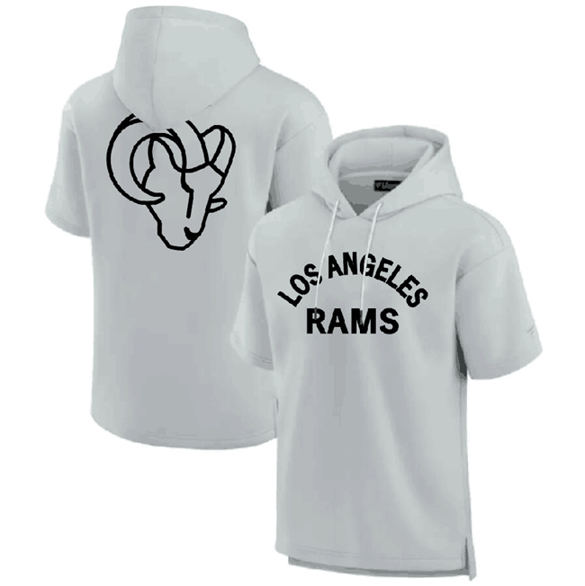 Men's Los Angeles Rams Gray Super Soft Fleece Short Sleeve Hoodie Men's Los Angeles Rams Gray Super Soft Fleece Short Sleeve Hoodie