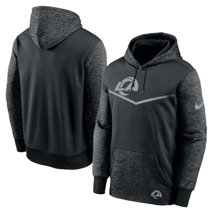 Men's Los Angeles Rams Black Reflective Therma Hoodie Men's Los Angeles Rams Black Reflective Therma Hoodie