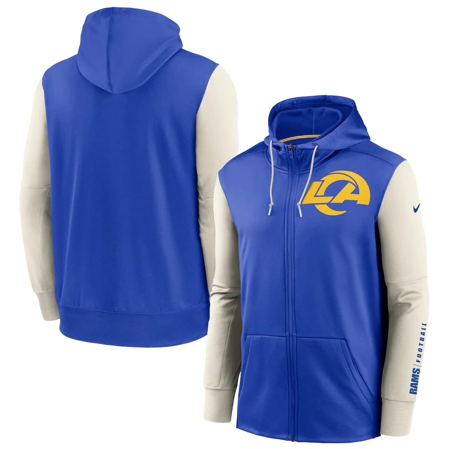 Los Angeles Rams Royal Bone Fan Gear Mascot Performance Full-Zip Hoodie