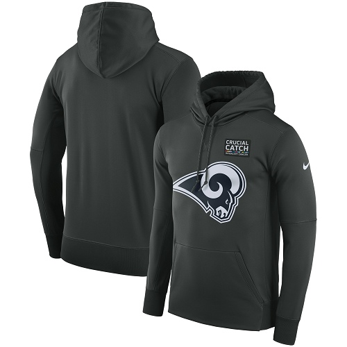 Men's Los Angeles Rams Nike Anthracite Crucial Catch Performance Pullover Hoodie Men's Los Angeles Rams Nike Anthracite Crucial Catch Performance Pullover Hoodie