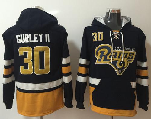 Nike Rams #30 Todd Gurley II Navy Blue Gold Name & Number Pullover NFL Hoodie Nike Rams #30 Todd Gurley II Navy Blue Gold Name & Number Pullover NFL Hoodie