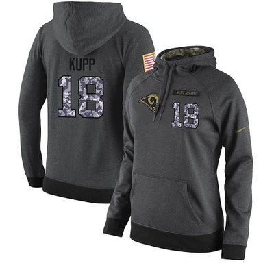 NFL Women's Nike Los Angeles Rams #18 Cooper Kupp Stitched Black Anthracite Salute to Service Player Performance Hoodie NFL Women's Nike Los Angeles Rams #18 Cooper Kupp Stitched Black Anthracite Salute to Service Player Performance Hoodie
