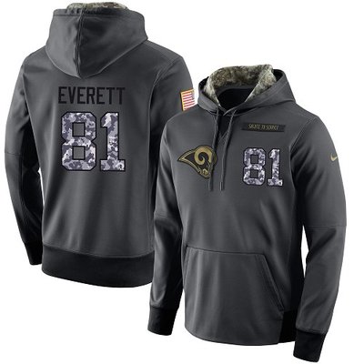 Nike Rams #81 Gerald Everett Stitched Black Men's Anthracite Salute to Service Player Performance Hoodie Nike Rams #81 Gerald Everett Stitched Black Men's Anthracite Salute to Service Player Performance Hoodie