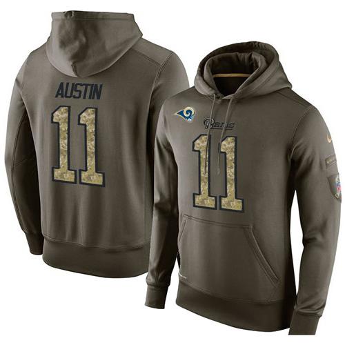 NFL Men's Nike Los Angeles Rams #11 Tavon Austin Stitched Green Olive Salute To Service KO Performance Hoodie NFL Men's Nike Los Angeles Rams #11 Tavon Austin Stitched Green Olive Salute To Service KO Performance Hoodie