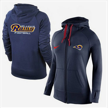 Women Nike Los Angeles Rams Full-Zip Performance Hoodie Dark Blue Women Nike Los Angeles Rams Full-Zip Performance Hoodie Dark Blue