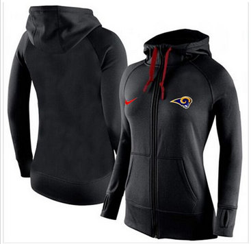 Women Nike Los Angeles Rams Full-Zip Performance Hoodie Black Women Nike Los Angeles Rams Full-Zip Performance Hoodie Black