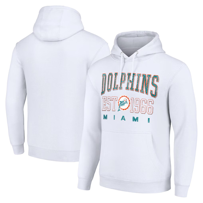 Men's Miami Dolphins White Throwback Logo Pullover Hoodie Men's Miami Dolphins White Throwback Logo Pullover Hoodie
