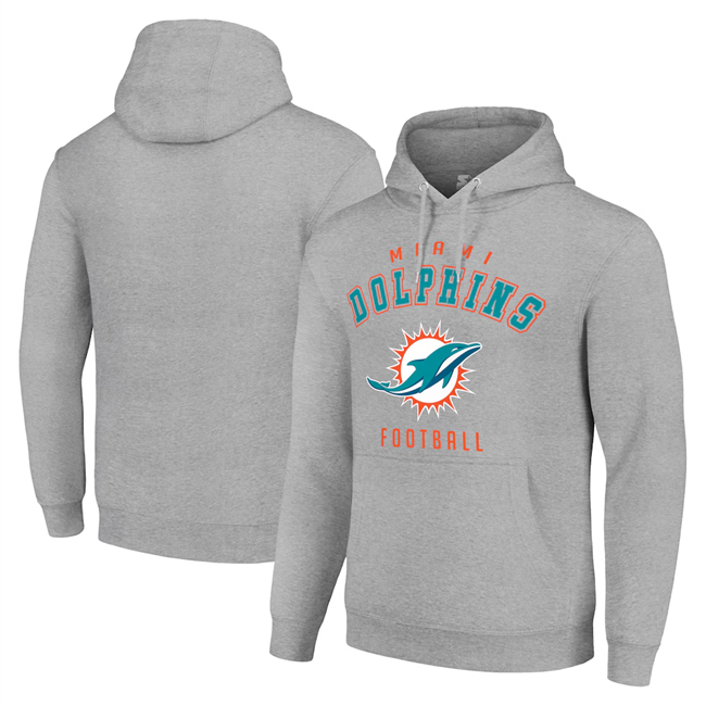 Men's Miami Dolphins Grey Pullover Hoodie Men's Miami Dolphins Grey Pullover Hoodie