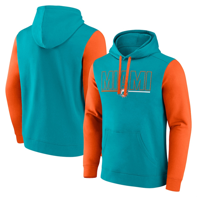 Men's Miami Dolphins Aqua Orange Outline Pullover Hoodie Men's Miami Dolphins Aqua Orange Outline Pullover Hoodie