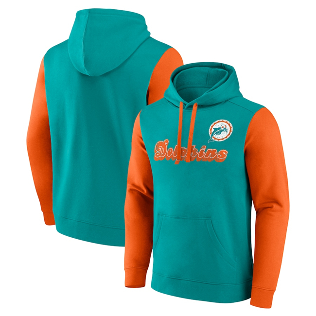 Men's Miami Dolphins Aqua Orange Fleece Pullover Hoodie Men's Miami Dolphins Aqua Orange Fleece Pullover Hoodie