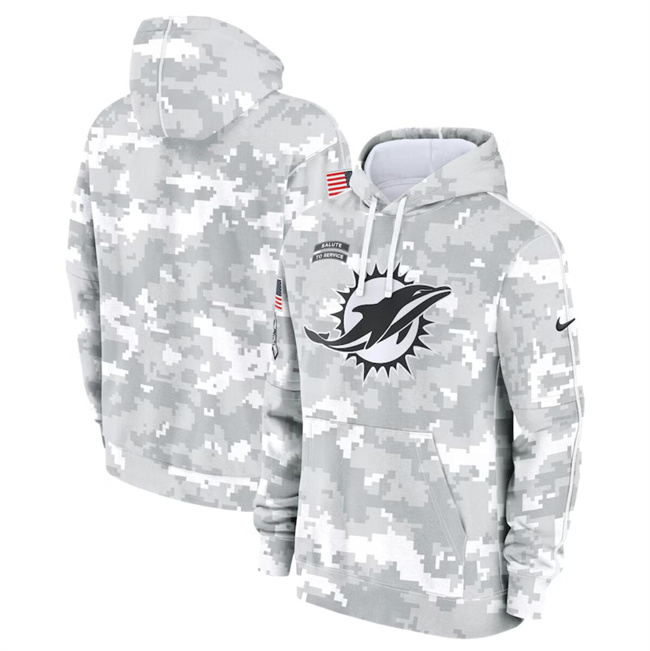 Men's Miami Dolphins 2024 Arctic Camo Salute To Service Club Fleece Pullover Hoodie Men's Miami Dolphins 2024 Arctic Camo Salute To Service Club Fleece Pullover Hoodie