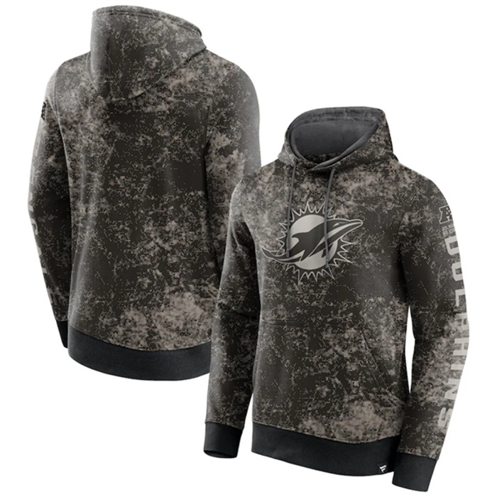 Men's Miami Dolphins Black Gray Blackout Tonal Pullover Hoodie Men's Miami Dolphins Black Gray Blackout Tonal Pullover Hoodie
