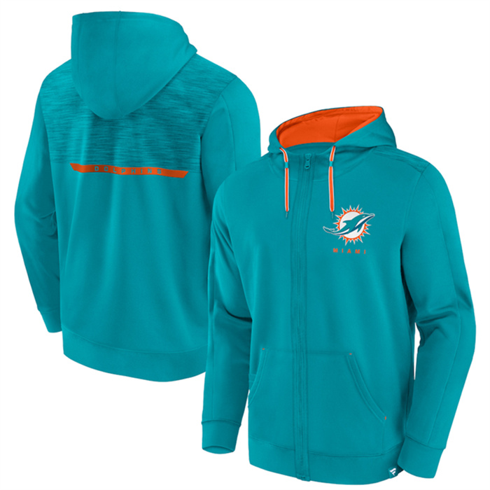 Men's Miami Dolphins Aqua Defender Evo Full-Zip Hoodie Men's Miami Dolphins Aqua Defender Evo Full-Zip Hoodie