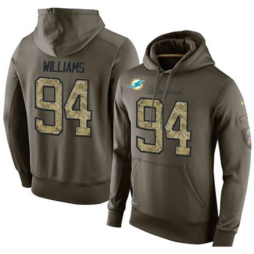 NFL Men's Nike Miami Dolphins #94 Mario Williams Stitched Green Olive Salute To Service KO Performance Hoodie NFL Men's Nike Miami Dolphins #94 Mario Williams Stitched Green Olive Salute To Service KO Performance Hoodie