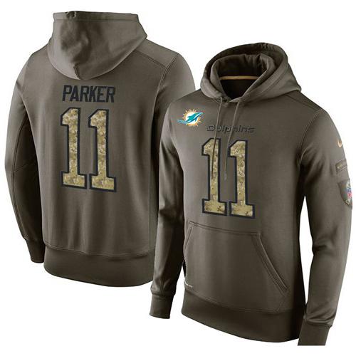 NFL Men's Nike Miami Dolphins #11 DeVante Parker Stitched Green Olive Salute To Service KO Performance Hoodie NFL Men's Nike Miami Dolphins #11 DeVante Parker Stitched Green Olive Salute To Service KO Performance Hoodie
