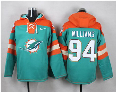 Nike Dolphins #94 Mario Williams Aqua Green Player Pullover NFL Hoodie Nike Dolphins #94 Mario Williams Aqua Green Player Pullover NFL Hoodie