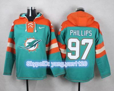 Nike Dolphins #97 Jordan Phillips Aqua Green Player Pullover NFL Hoodie Nike Dolphins #97 Jordan Phillips Aqua Green Player Pullover NFL Hoodie