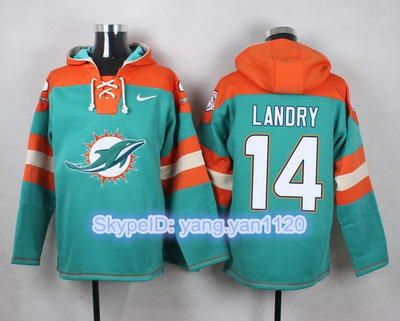 Nike Dolphins #14 Jarvis Landry Aqua Green Player Pullover NFL Hoodie Nike Dolphins #14 Jarvis Landry Aqua Green Player Pullover NFL Hoodie