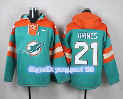 Nike Dolphins #21 Brent Grimes Aqua Green Player Pullover NFL Hoodie Nike Dolphins #21 Brent Grimes Aqua Green Player Pullover NFL Hoodie